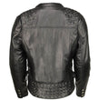 M Boss Motorcycle Apparel BOS22503 Women's Black Armored Motorcycle Leather Jacket with Back Lacing Detail