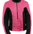 M Boss Motorcycle Apparel BOS22702 Ladies Black and Fuchsia Mesh Racer Jacket with Full Armor