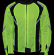 M Boss Motorcycle Apparel BOS22705 Wome'ns Hi-Vis Green Motorcycle Mesh Racer Jacket with Open Neck