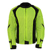 M Boss Motorcycle Apparel BOS22705 Wome'ns Hi-Vis Green Motorcycle Mesh Racer Jacket with Open Neck