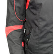 M Boss Motorcycle Apparel BOS22706 Women's Black and Red Motorcycle Biker Nylon Racer Jacket with Armor Protection