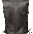 M Boss Motorcycle Apparel BOS24502 Women's Classic Black Leather Snap Front Motorcycle Vest with Side Laces