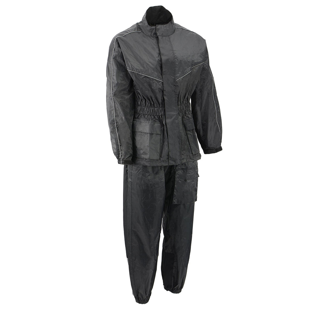 motorcycle gear for rain M-Boss Motorcycle Apparel BOS29601 Nylon Black/Orange 2-Piece Motorcycle Rain Gear for Men and Women