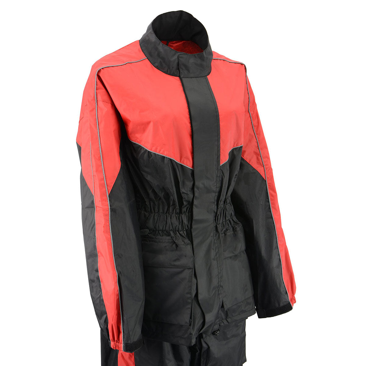 M-Boss Motorcycle Apparel BOS29601 Nylon Black/Red 2-Piece Motorcycle Rain Gear for Men and Women