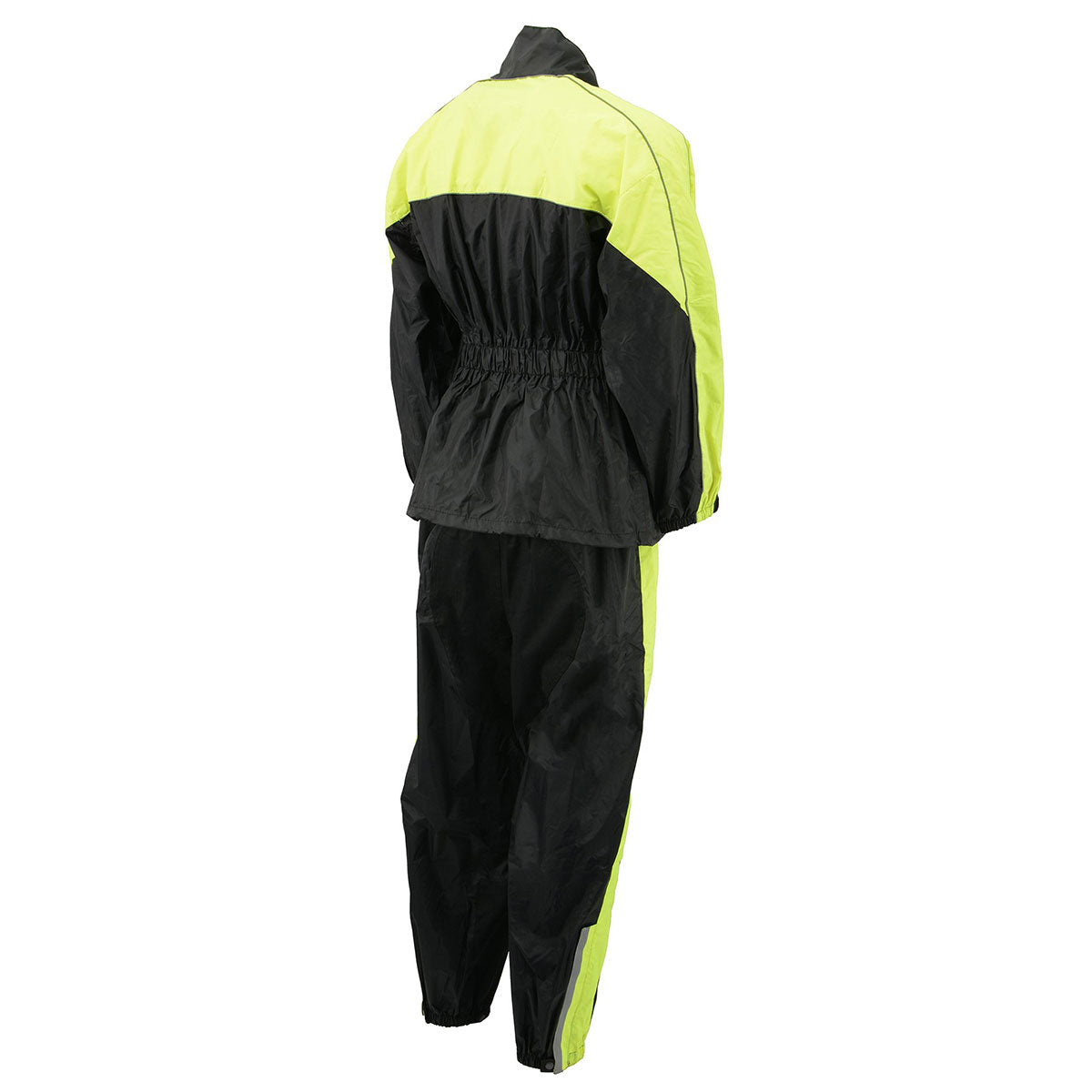 M-Boss Motorcycle Apparel BOS29601 Nylon Black/Hi-Vis Yellow 2-Piece Motorcycle Rain Gear for Men and Women