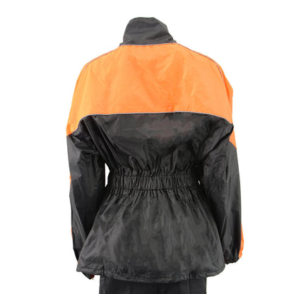 M-Boss Motorcycle Apparel BOS29601 Nylon Black/Orange 2-Piece Motorcycle Rain Gear for Men and Women