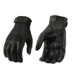 M Boss Motorcycle Apparel BOS37538 Men's 'Flex Knuckles' Black Premium Leather Riding Gloves with Gel Palm