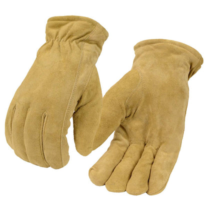 M-Boss Motorcycle Apparel BOS37552 Men's Sand Color Thermal Lined Gloves Made of USA Deer Suede