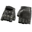 M Boss Motorcycle Apparel BOS37560 Men's 'Studded' Black Leather Fingerless Gloves