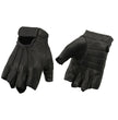 M Boss Motorcycle Apparel BOS37564 Men's Black Perforated Leather Gel Palm Fingerless Gloves