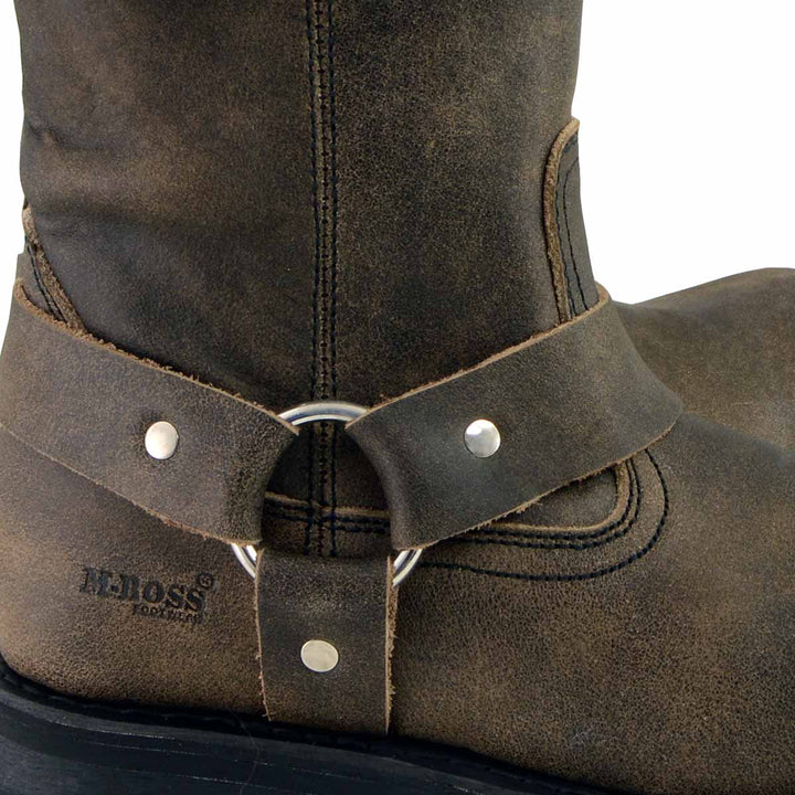M Boss Apparel BOS49002 Men’s 11-inch Classic Distressed Brown Harness Square Toe Boots
