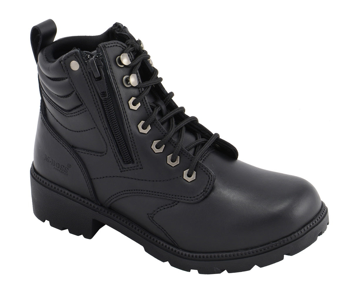 M Boss Motorcycle Apparel BOS49300 Ladies 7 inch Black Rally Style Leather Motorcycle Boots