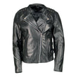 M Boss Motorcycle Apparel BOS22503 Women's Black Armored Motorcycle Leather Jacket with Back Lacing Detail