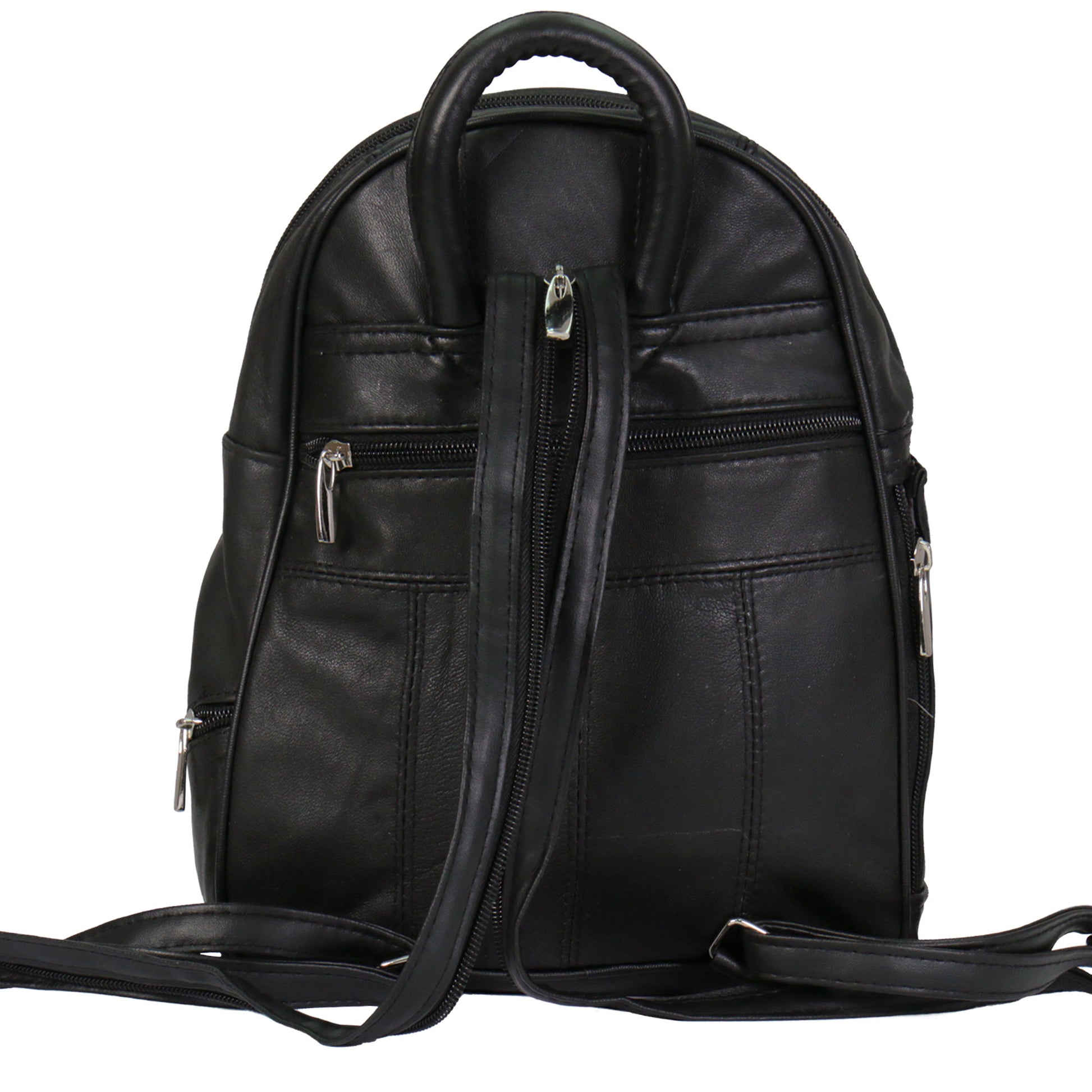 Hot Leathers BPA1018 Black Leather 6 Pocket Backpack