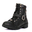 Hot Leathers BTL1004 Ladies 6-inch Black Lace-Up Leather Boots with Buckle Strap