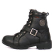 Hot Leathers BTL1004 Ladies 6-inch Black Lace-Up Leather Boots with Buckle Strap