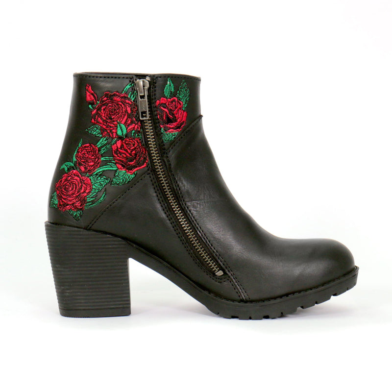 Hot Leathers BTL1008 Ladies Black Wild Roses Zipper Boot