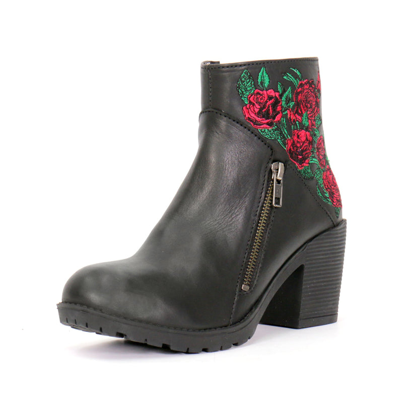 Hot Leathers BTL1008 Ladies Black Wild Roses Zipper Boot