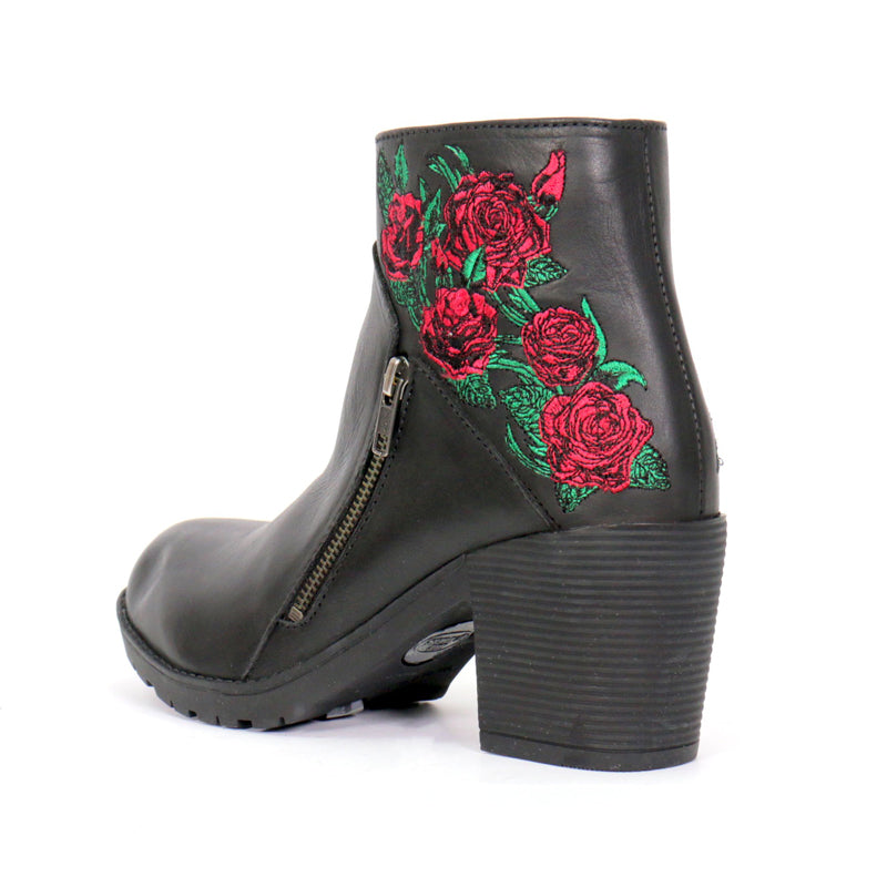 Hot Leathers BTL1008 Ladies Black Wild Roses Zipper Boot