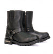 Hot Leathers BTM1004 Men's Black 8-inch Short Harness Leather Boots with Lug Sole