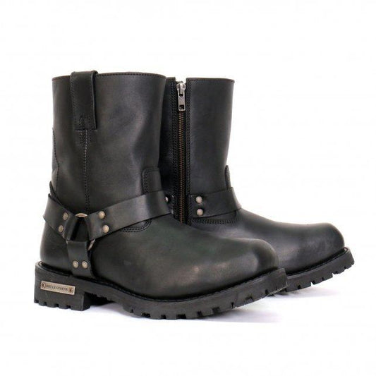 Hot Leathers Men's Short Fuse Black Harness Boots, BTM1004