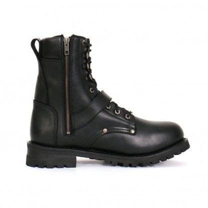 Hot Leathers BTM1006 Men's Wide Width Black 8-inch Logger Leather Boots with Adjustable Buckle