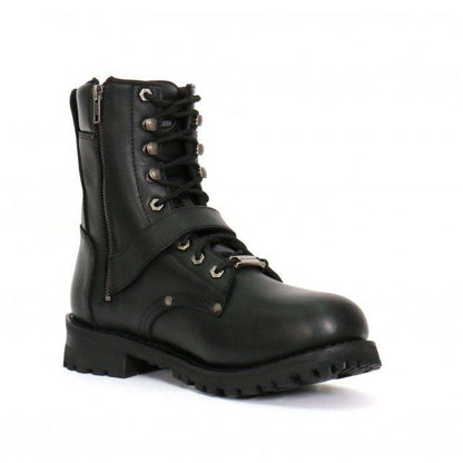 Hot Leathers BTM1006 Men's Wide Width Black 8-inch Logger Leather Boots with Adjustable Buckle