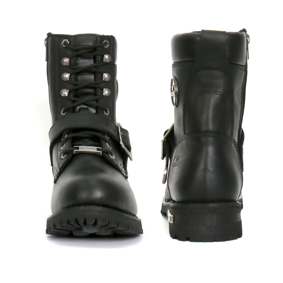 Hot Leathers BTM1006 Men's Wide Width Black 8-inch Logger Leather Boots with Adjustable Buckle