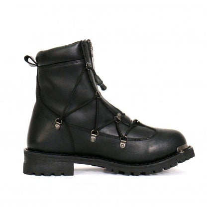 Hot Leathers BTM1009 Men's Wide Width Black 7-Inch Leather Lace Up Boots with Zipper Closure