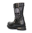 Hot Leathers BTM1018 Men’s Black Tall Harness Flag Skull Boot with Round Toe