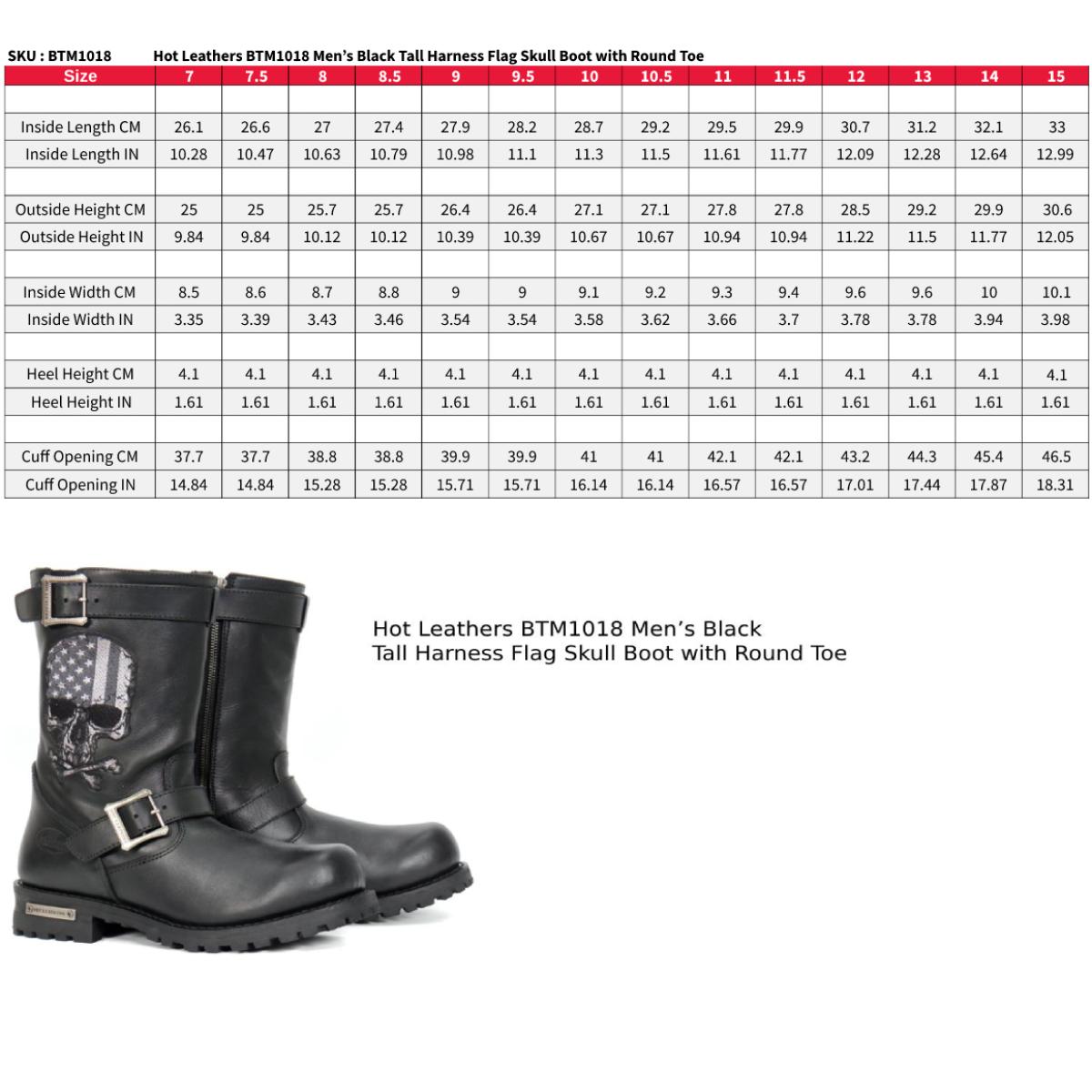 Hot Leathers Men's American Reaper Black Engineer Boots - BTM1018
