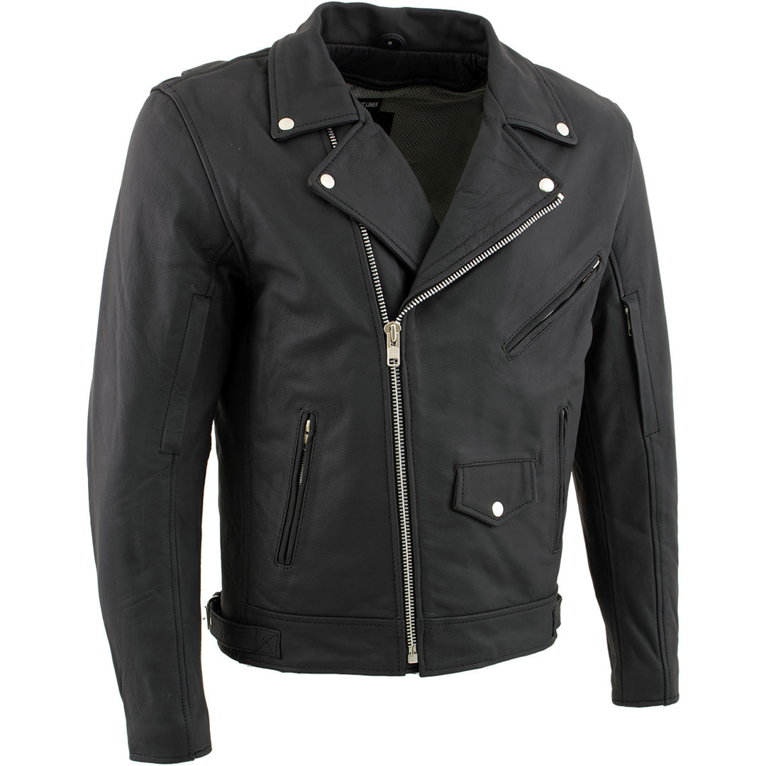 Milwaukee Leather LKM17010 Men's Reaper Premium Matte Black Leather Motorcycle Biker Riders Jacket