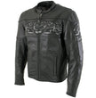 Milwaukee Leather LKM17011 Men's 3 Skull Head Premium Black Leather Motorcycle Jacket with CE Armor