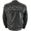 Milwaukee Leather LKM17011 Men's 3 Skull Head Premium Black Leather Motorcycle Jacket with CE Armor