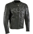 Milwaukee Leather LKM17011 Men's 3 Skull Head Premium Black Leather Motorcycle Jacket with CE Armor