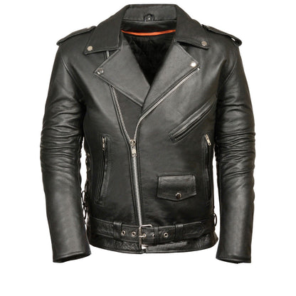 Men’s Premium Buffalo Leather Motorcycle Jacket with and Adjustable Side Laces BZ1511