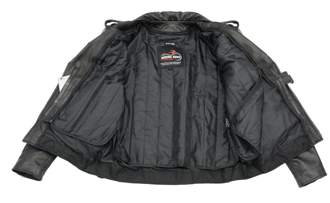 Men’s Premium Buffalo Black Leather Motorcycle Jacket with CE Armor Protection BZ1512