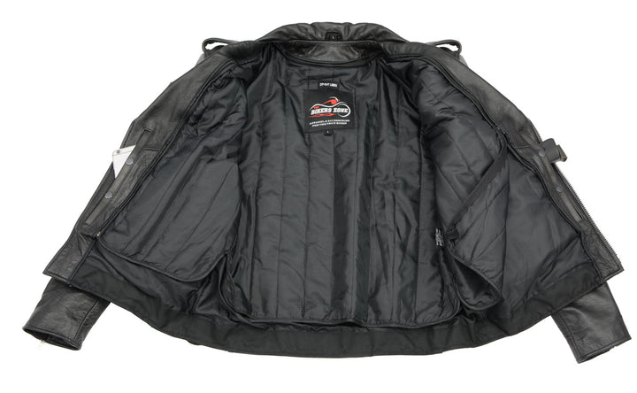 Men’s Premium Buffalo Black Leather Motorcycle Jacket with CE Armor Protection BZ1512