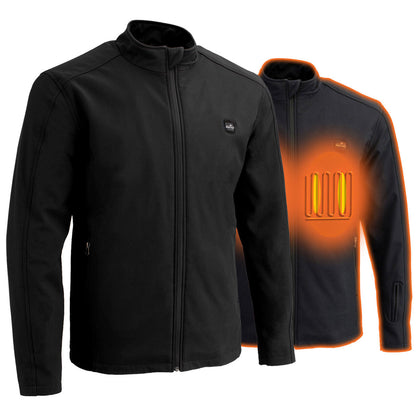 The Bikers Zone BZ2862 Men's Heated Black Soft-Shell Jacket with 12V Battery