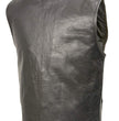 Men’s SOA Black Premium Buffalo Leather Club Style Motorcycle Rider Vest with Patch Access BZ6010