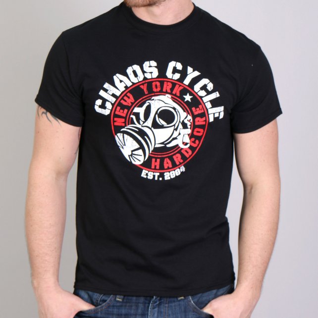 Official Chaos CCM1001 Men’s Cycle Gas Mask Logo Black T-Shirt