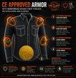 Milwaukee Leather MPM1621 Men's Grey CE Armored Long Sleeve Motorcycle Riders Shirt w/ Reinforced w/ Aramid Fibers