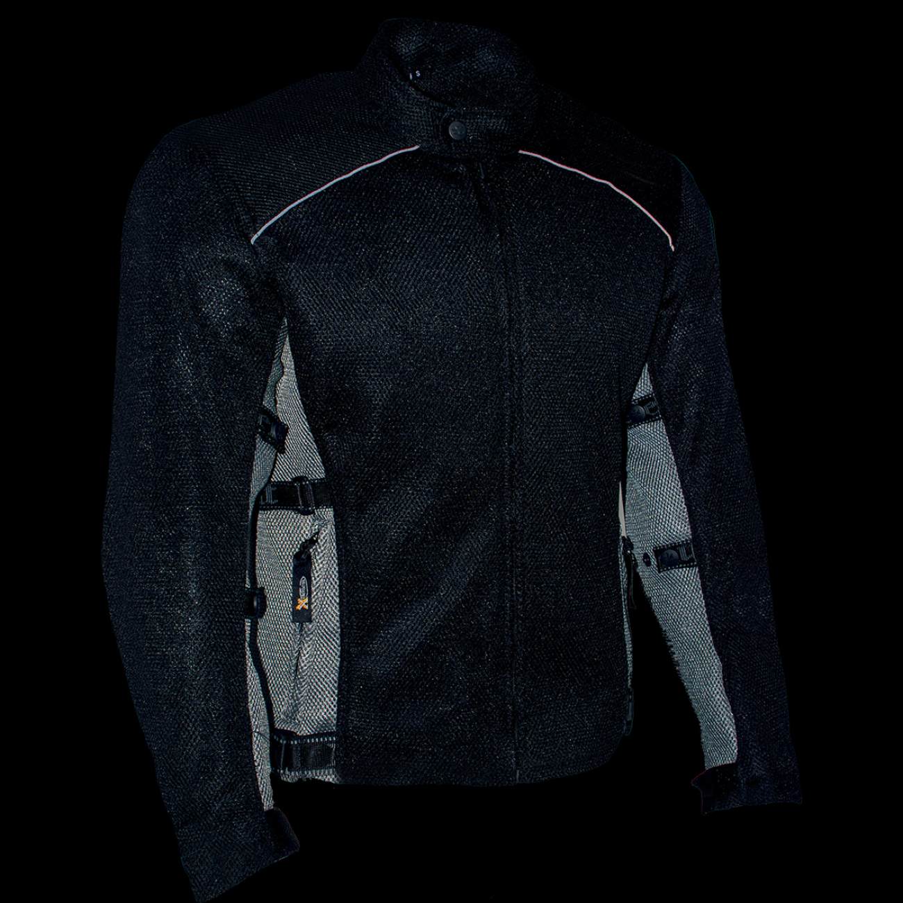 Xelement CF505 Men's 'Phantom Rider' Black Advanced Mesh Sports Motorcycle Jacket with X-Armor Protection