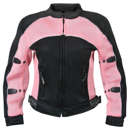 Xelement CF508 Women's 'Guardian' Black and Pink Mesh Jacket with X-Armor Protection