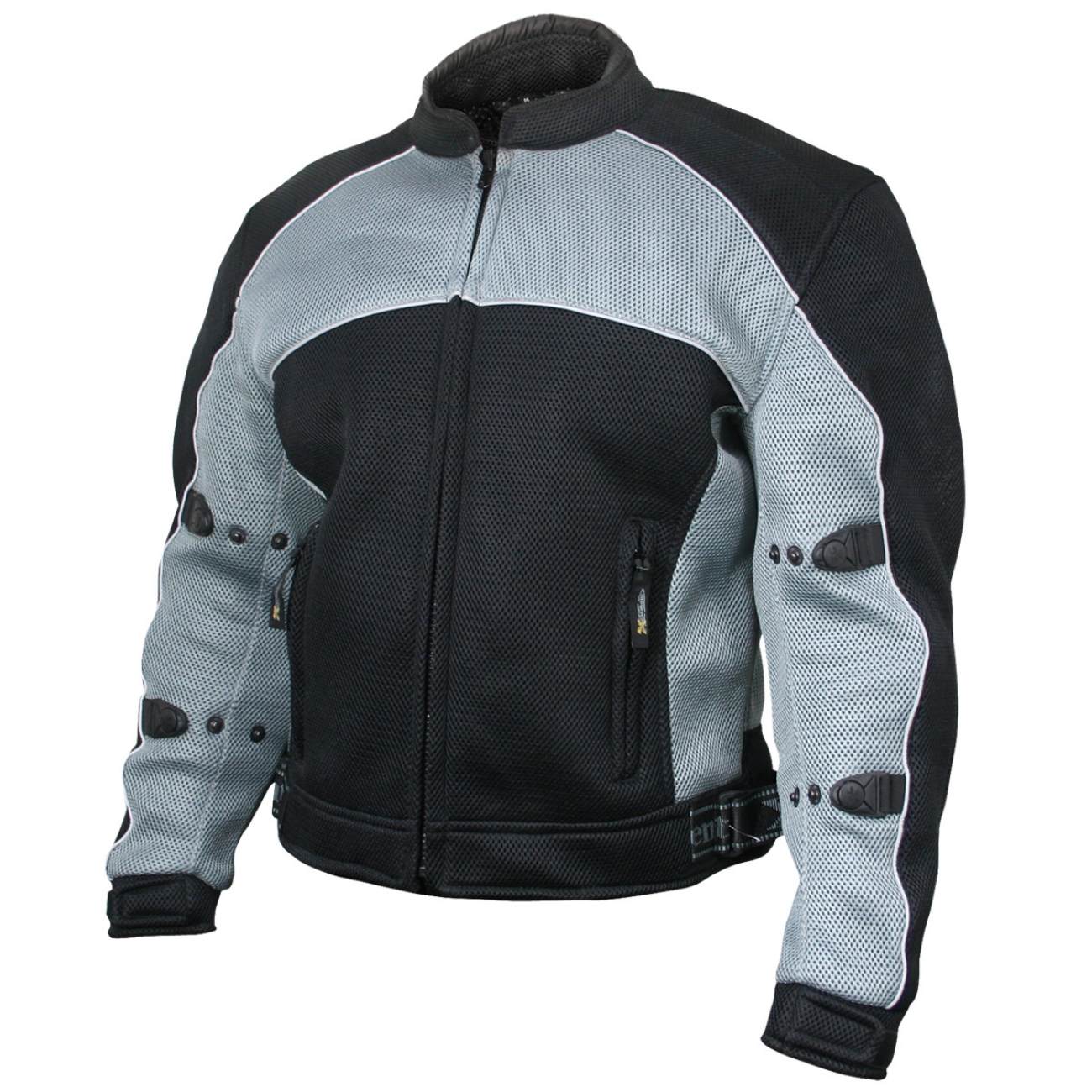 Xelement CF511 Men's 'Guardian' Black and Silver Mesh Sports Jacket with X-Armor Protection