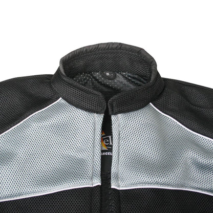 Xelement CF511 Men's Guardian Black and Silver Mesh Protective Motorcycle Rider Jacket w/ CE Armor Protection