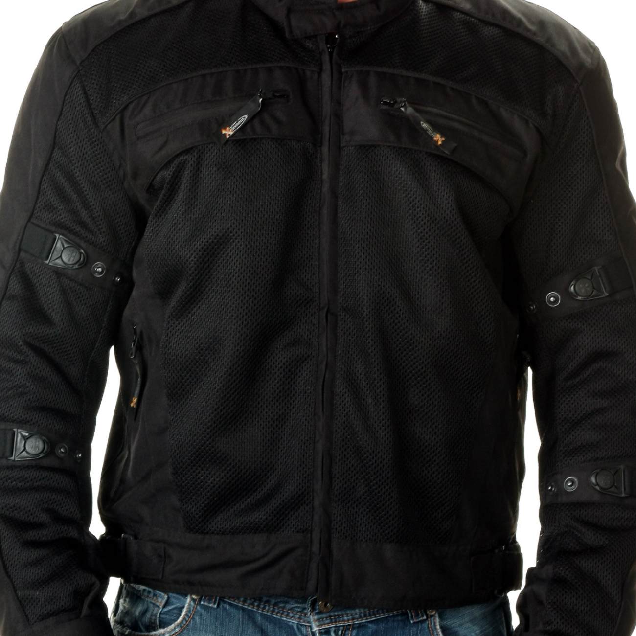 Xelement CF380 Men's 'Devious' Black Mesh Jacket with CE X-Armor Protection