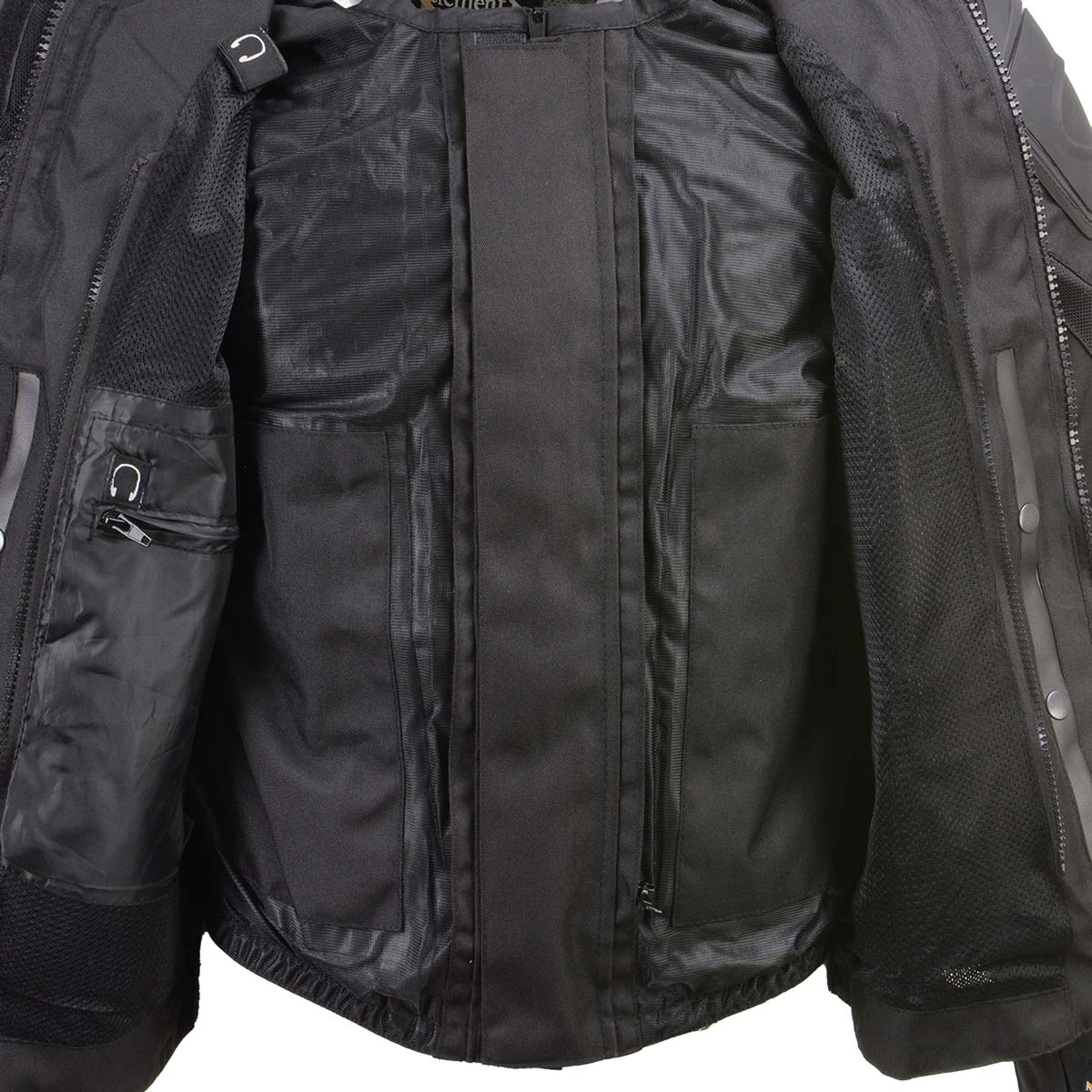 Xelement CF751 Men's 'Roll Out' Black Tri-Tex Motorcycle Jacket with X-Armor Protection