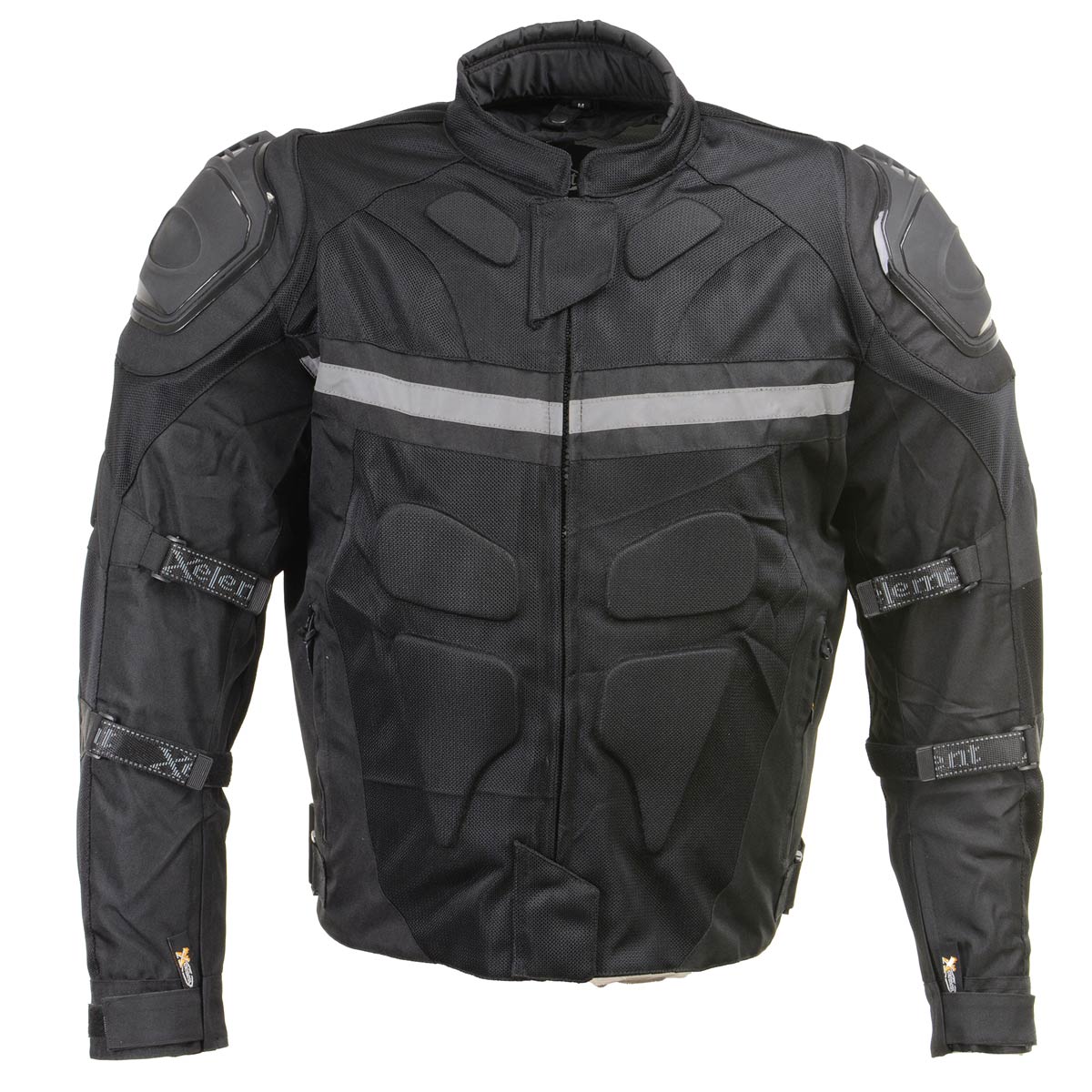 Xelement CF751 Men's 'Roll Out' Black Tri-Tex Motorcycle Jacket with X-Armor Protection