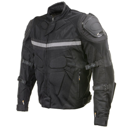 Xelement CF751 Men's 'Roll Out' Black Tri-Tex Motorcycle Jacket with X-Armor Protection